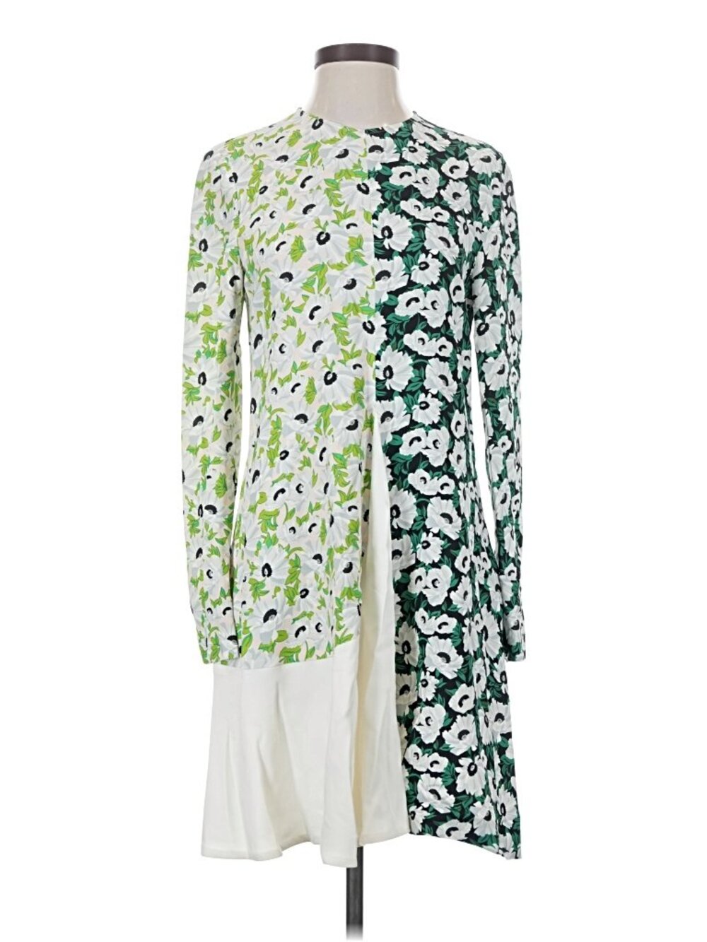 Stella McCartney Floral Colorblock Tent Mini Dress Green White IT40 US4 - Picture 2 of 8